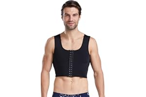 BaronHong Men's Body Shaper Chest Binder Płaska kompresja 3 rzędy zapięcie biust gorset kamizelki