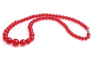 GEM-INSIDE CREATE YOUR OWN FASHION Sweet & Happy Girl's Store Kettenstrang mit Edelsteinperlen in steigenden Größen, zur Fertigung von Schmuck, 38,1 cm, 6-14mm Red Jade