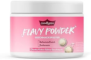 GymQueen Flavy Powder 200g, Coco-Crema Flavour Powder, reducido en calorías, saborizante en polvo para endulzar, hornear y refinar alimentos y bebidas, rico en fibra