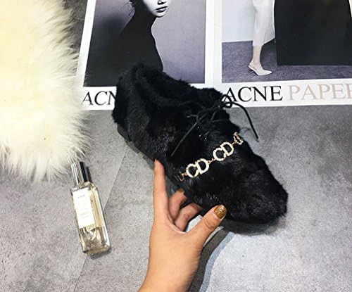 XAI European Autumn and Winter Fashion Shoes Plush Shoes Plus Cashmere Cotton Scoop Shoes Female Peas Shoes Flat Shoes,C,38