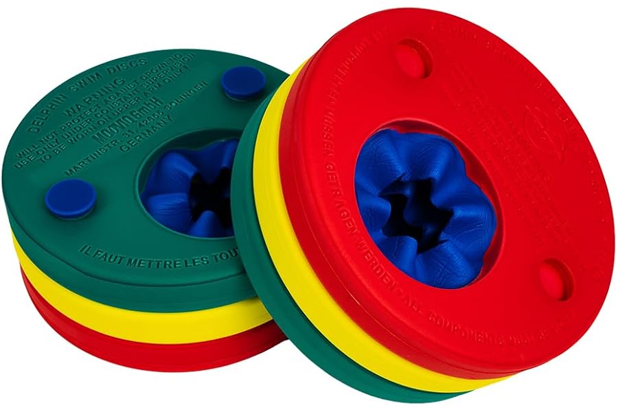 Delphin -Discos de natación, rojo-amarillo-verde, 4291, hasta 60 kg