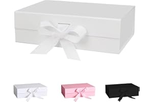 EGEKTBH White Magnetic Gift Box, Anniversary- Premium Gift Box with Ribbon, Folding Presentation Gift Box with Lid, Very Suitable for Christmas, Thanksgiving Day, New Year, Birthday, Anniversary