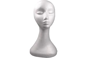 BODHI200 Foam Female Mannequin Head Long Neck Model Display Stand for Wig Jewelry Headphone Hat Scarf White