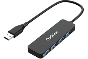OMIVINE USB Hub, 4 Port USB 3.0 Splitter, Ultra-Slim USB Multiple Plug, USB Adapter Multi USB Splitter Cable for Gaming PC Laptop, Desktop, Notebook, MacBook, TV, PS4 PS5, Xbox, Wii