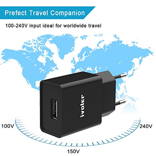  Lot de 2  iVoler Extra Mini Chargeur USB Secteur 12W 2 4A avec 2 en 1 C  ble Micro USB   Type C  1m   Universel Secteur Mural pour Samsung Galaxy S9   S9    S8   S8    S7   S7 Edge   S6 Edge S6 Edge   iPhone  Huawei  ASUS  LG  Wiko  Motorola  LE PLUS COURT ET PETIT USB Adaptateur Secteur USB avec Technologie de Charge Qsmart pour Apple iPhone  iPad  Android smartphone  Tablette  Batteries Externes etc  - Noir