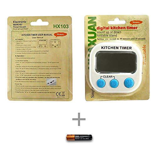 Giancomics® Küchentimer mit AAA Batterie, Groß LCD Display und Magnet Erinnerung Alarm Stoppuhr für Kochen, Backen, Spiele, Sport, Yoga und Büro (Blau-Lautstärkeeinstellung) - 9