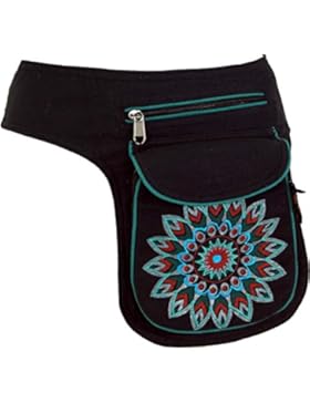 Guru-Shop Stoff Sidebag & Gürteltasche, Goa Gürteltasche, Bauchtasche, Herren/Damen, Schwarz, Baumwolle, Size:...