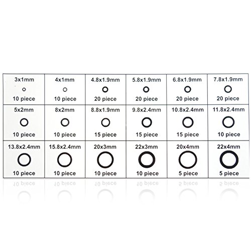 HSM O-Ring Sortiment metrisch Dichtungsringe Set 225-tlg. Gummi Unterlegscheiben Dichtungen Dichtringe 3 – 22 mm Ø - 3