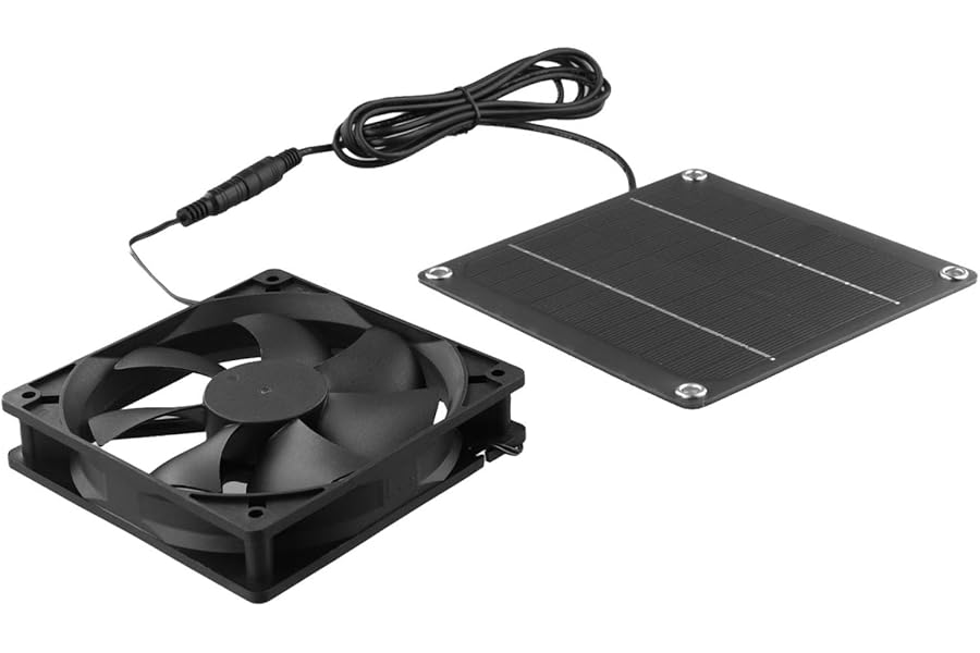 Filteilect 50W Solar Powered Exhaust Fan with Monocrystalline Panel, High Speed 2200RPM Ventilation for Greenhouse, Poultry House, Chicken Coop, Dog Kennel, Camping,