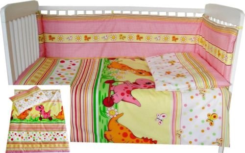 Babies-Island A 6 Piece Bedding Set For Baby/Toddler To Fit Cot/Cot Bed 120X60 140X70 160X70 - Pink Dinosaurs - Size : 90x120 cm