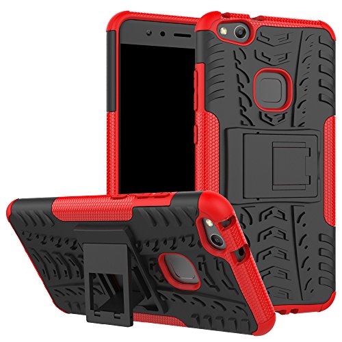 OFU  Para Huawei P10 Lite 5 2  Smartphone  H  brido caja de la armadura para el tel  fono Huawei P10 Lite 5 2  resistente a prueba de golpes contra la lucha de viaje accesorios esenciales del tel  fono-rojo