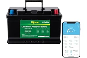 ‎MJBSAN Mjbsan 12V 100Ah Deep Cycle LiFePO4 Batterie, 100A BMS, 4000-8000 Zyklen, max 1280W Leistung, perfekter Ersatz für Blei-Säure Batterien für Wohnwagen, Camping, Solar Home Systeme, Boote