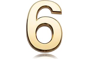 ACEHOME 3 Inch Front Door Numbers, 3D Self Adhesive House Numbers Plaques Waterproof Mailbox Signage DIY Chrome Polished Address Numbers Sign for Home Office Hotel Apartment Door Room Wall, Gold (6)