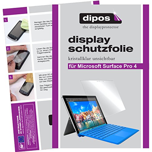 dipos Microsoft Surface Pro 4 Schutzfolie (2 Stück) - kristallklare Premium Folie Crystalclear