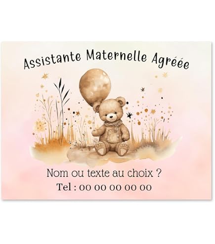 Plaque Assistante Maternelle Agréée 15x20cm - Panneau Porte Nounou Nourrice Enfant