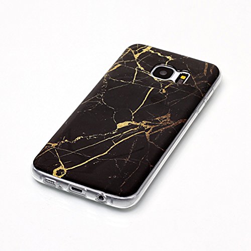 Cozy Hut Für Samsung Galaxy S7 Edge Handyhülle mit Marmor / Marble Design(schwarz / golden) | Handytasche | | Schale | | Hülle | | Case | Handy-etui | TPU-Bumper | Soft Case | Schutzhülle Cover für den optimalen Schutz ihres Samsung Galaxy S7 Edge (5,5 Zoll) – Gold schwarzer Marmor - 3