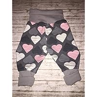 Süße Sweathose Schlupfhos Baby-Hose Pumphose newborn Mädchen Gr. 56-68 Herzen rosa-grau