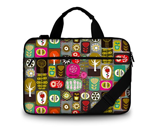 Luxburg® Design Bolso Funda blanda business para portátil ordenadores Laptop Notebook hasta 13.3-14.2 con correa. compartimentos. Motivo: Patchwork