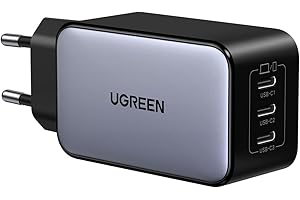 UGREEN Nexode Cargador USB C 65W con 3 Puertos, Adaptador de Corriente GaNInfinity de Carga Rápida, Compatible con MacBook Pro Air, iPad, iPhone 17 Pro MAX Air/16-13 Series, Pixel 8 7, Galaxy Series
