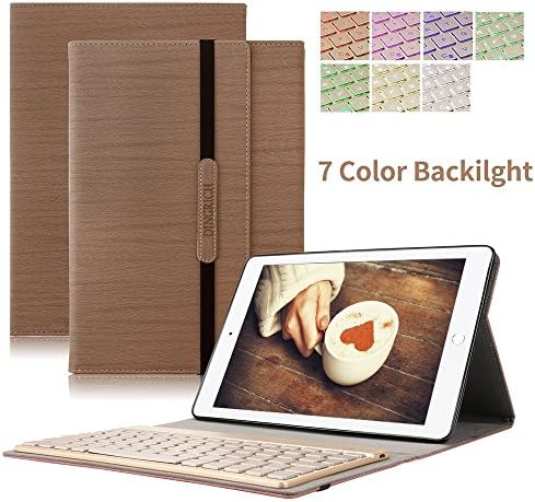 New iPad pro 10.5 Keyboard case, Dingrich Auto Sleep Wake up Smart Cover for iPad pro 10.5 PU Leather Protective Case with Backlight Keyboard iPad pro 10.5 inch 2017 (Brown)