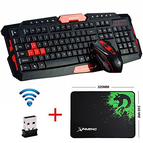 UrchoiceLtd®CityForm HK8100 Multimedia Ergonomica Gaming Keyboard USB + 2.4GHz 1000 / 1600DPI 4 Pulsanti Usb Senza Fili Di Gioco Set Mouse Notebook Mac Book PC Desktop
