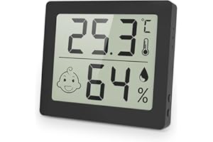 Pitasha Higrómetro Termometro Digital Casa Medidor de Humedad Termómetro de Ambiente con Sensor de Temperatura y Humedad para Casa Oficina (Negro)