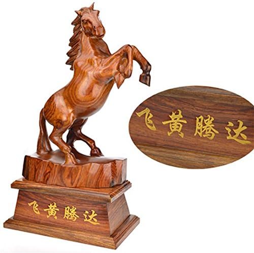 CLHK Chinese hand carved solid wooden horse statue of fengshui ornaments handmade home decorations collection of Arts and crafts , 28.5*15.5*50