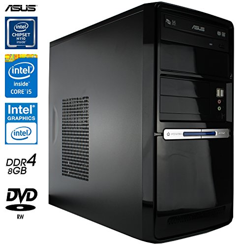 SNOGARD BasicLine PC | Intel Core i5-6500 Prozessor, Intel HD 530 Grafik, 8GB DDR4 RAM, 240GB SSD + DVD±RW • Silent Home Business & Multimedia Desktop Computer