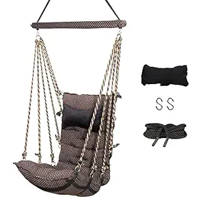 Smartbeans Grande Swing for Adult & Kids Hanging Chair for Balcony, Hanging Jhula Hammock Indoor & Outdoor for Home, All Accessories Included for Easy Installation,Wt Capacity -200kgs (Brown)