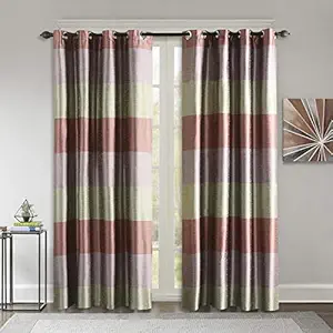 Amazon Brand - Umi. 2 Piece Blackout Eyelet Polyester Door Curtain - 7.5ft (90 inch), Peach