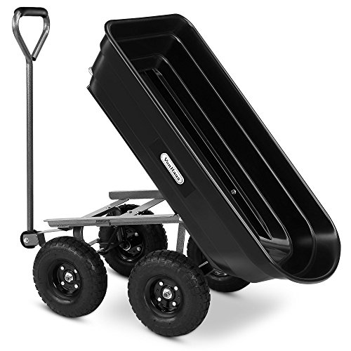 VonHaus 75L Garden Tipping Cart Dump Truck Wheelbarrow Trolley Garden