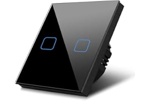 Maclean MCE703B dotykowy włącznik światła przełącznik ścienny szklany przełącznik ze zmianą kolorów LED przełącznik do zabudowy 85 x 85 mm (2-drożny, czarny)