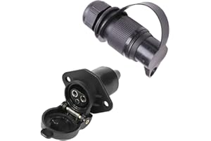 ETUKER Stecker 3 Polig & Steckdose 3-Polig, Anhänger Stecker Steckdose 3 Polig 12V, Din 9680 Anhänger Adapter 3 Polig, Für Anhänger/LKW/RV/Cars/Wohnwagen (Neu 2 Mount Punkte Schraubenende)