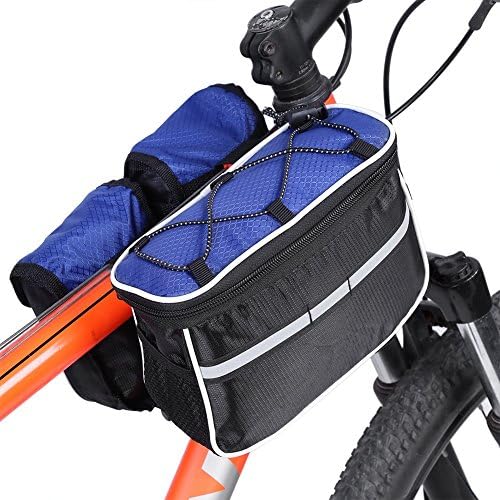VGEBY 4 In 1 Multi-function Bike Bag Cycling Bicycle Mountain Front Top Rear Pouch Tube Bag With Reflective Stripe And Rain Cover (Color : Blue)