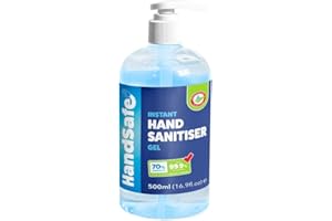 Handsafe - 500ml Hand Sanitiser Gel, Kills 99.9%+ of Bacteria & Viruses, 70% Alcohol Based, Medical Grade, Anti Bacterial Fast Acting Formula
