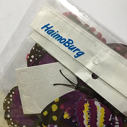 Haimoburg 72 Stück 3D Schmetterling Aufkleber Wandsticker Wandtattoo Wanddeko für Wohnung, Raumdekoration Klebepunkten+ Magnet (72 Stück in 6 Farbe 12 Gelb+12Grün +12 Lila +12 Rosa +12 Blau+12 Rot) - 6