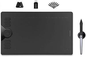 Huion HS610 Drawing Tablet, 10 x 6 Inch Graphic Tablet with Touch Ring, ±60° Tilt Function, Compatible with Mac Windows Android, Ideal for Work from Home & Remote Learning