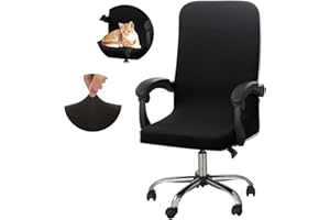 Jaotto Funda para Silla de Oficina elástica,Cubiertas Giratoria de Oficina Universal,Lavable,extraíble,Funda para Silla de Ordenador con Respaldo,Office Chair Cover(Negro,M)