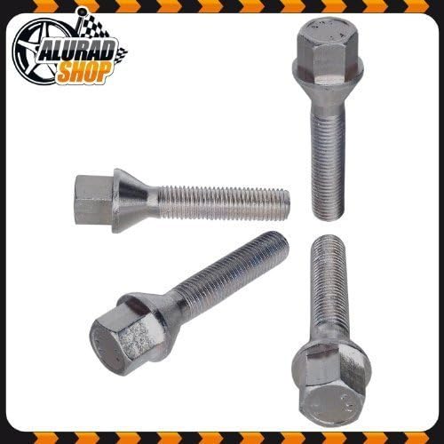 10 Wheel Screw Wheel studs Tapered Cone M14x1,5 in assorted Schaftlaengen Zinc for Audi VW Mercedes Benz Seat Skoda (30) - 38