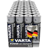 VARTA Power On Demand - Pilas alcalinas AA / LR6 / Mignon (pack de 40 unidades, 1.5 V)