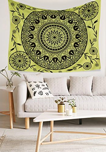 Mandala Decor Medallion wall hanging hippie throw boho tapestry green