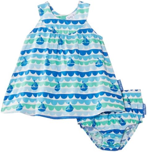 Toby Tiger Girl's Boat Baby Dress &amp; Pants, Blue, 6-12 Months