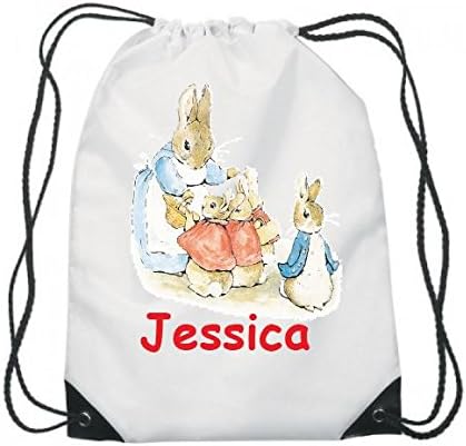 PERSONALISED GYM BAG. DRAWSTRING, SWIMMING, PE, SPORT, SCHOOL, ANY NAME, PETER RABBIT
