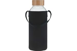 Ferexer Sportowa butelka na napoje z borokrzemu, pojemność 1,5 l, z bambusową pokrywką, 1500 ml / 1,5 l