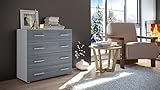 Kommode Sideboard Pavos, Korpus in Weiß matt / Front in Avola-Anthrazit - 