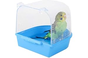 Sertay Bird Cage Accessories Supplies, 13 * 13 * 13.5cm Bird Bathtub, Parrot Bathing Tub, For Cats, Finches, Budgerigars, White Fungus, Skylarks and Small Birds(Blue)