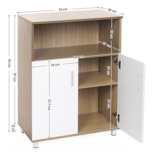 ᐅ Songmics MDF Aktenschrank Büroschrank Bücherregal mit Türen 70 x 93 x