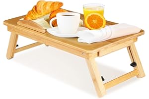 ZERONE Bambus laptop stół regulowany, taca na kolana taca do serwowania łóżka stół śniadaniowy składany stolik kawowy stolik do herbaty łóżko stojak na kolana półka do czytania półka taca stojak