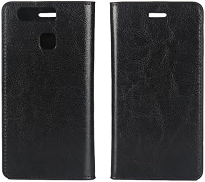 Huawei P9 Case,Huawei P9 Flip Case, Copmob Premium Folio Leather Wallet Case Book Case with [Kickstand/Function] [Card Slots/Money Pouch][Drop Resistance] Flip Folio Book Notebook Cover Case for Huawei P9-Black