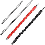 4 PCS Flexible Drill Bit Extension, FineGood Soft Drill Connection Adaptor Screwdriver Extension Shaft for Power Drill